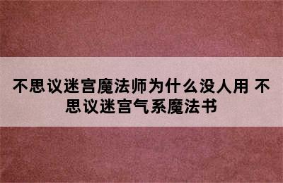 不思议迷宫魔法师为什么没人用 不思议迷宫气系魔法书